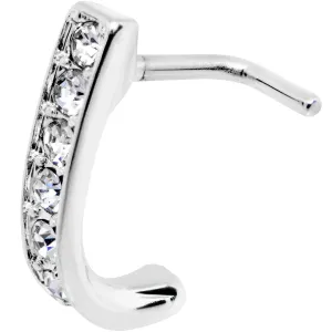 18 Gauge Clear CZ Sleek Faux Hoop L Shaped Nose Ring