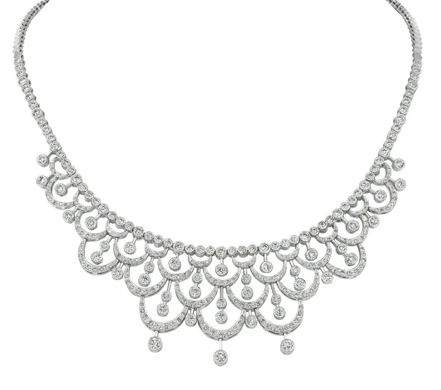 7.55 CT Natural Diamond Necklace by Designer G SI 14K White Gold