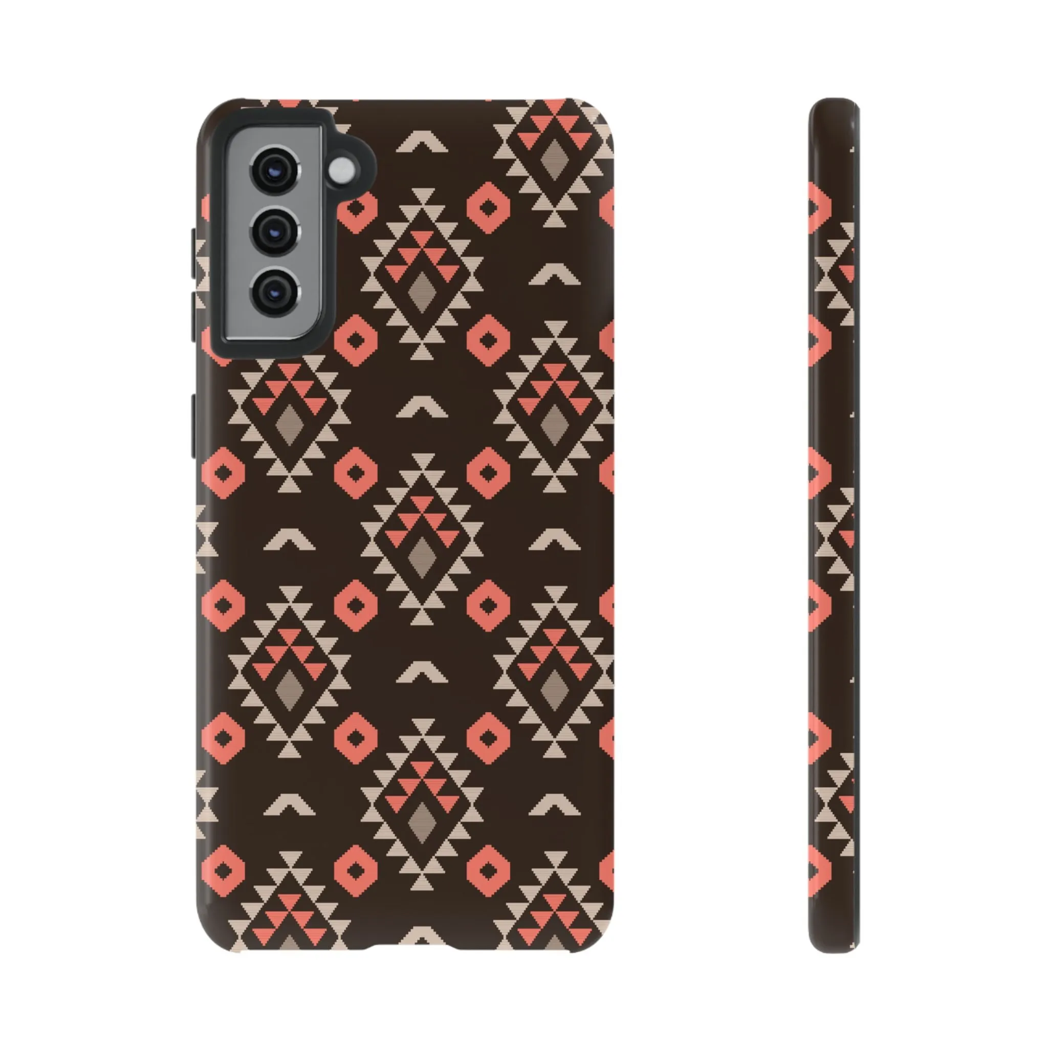 Coral/Brown Tough Cell Phone Case - Various Styles/Sizes