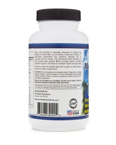 EZ Health Solutions© Men's Ultra Multiple Daily Vitamin Supplement 120 Vegetarian Tablets