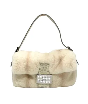 Fendi White Fur Baguette