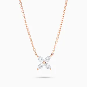 Flora Lily Necklace, 18K Rose Gold and Diamonds (0.54ct.tw.)