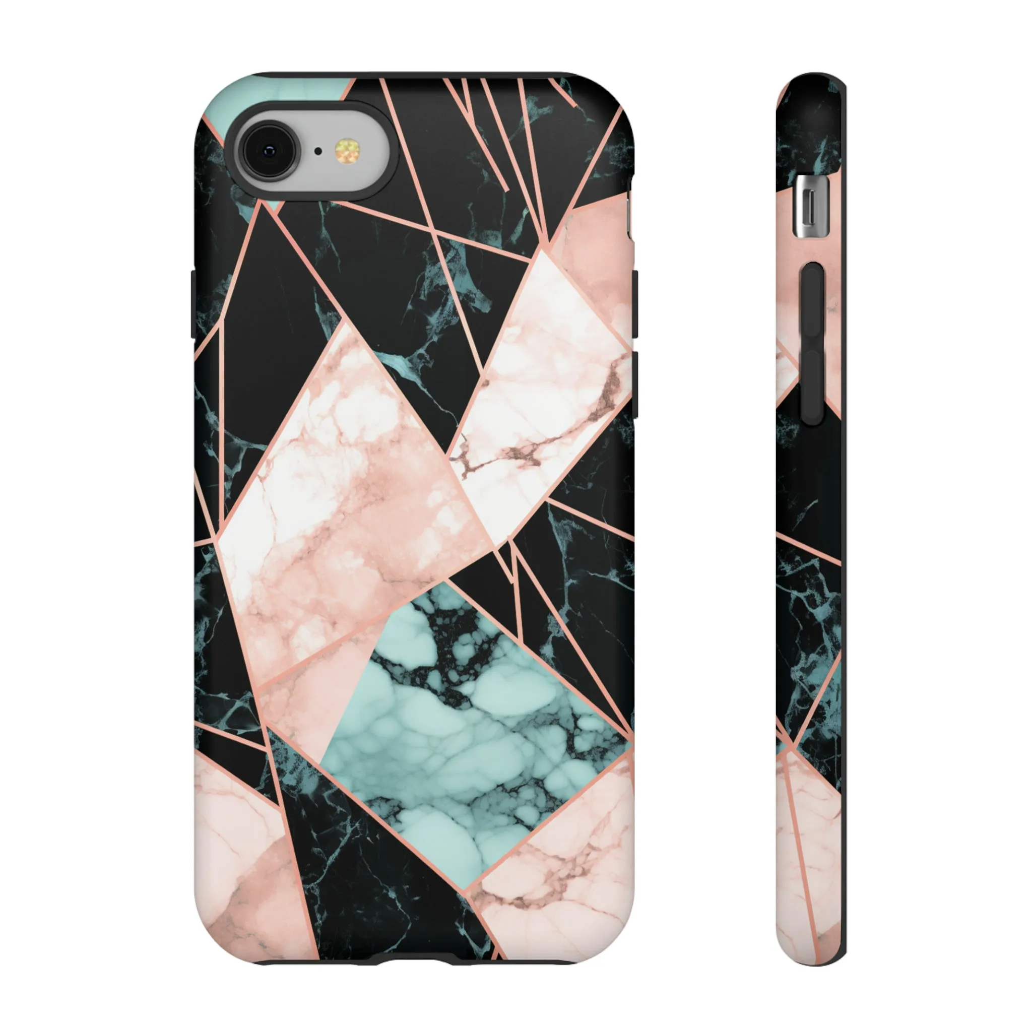 Geometric Elegance Marble and Gold Accents Tough Phone Cases