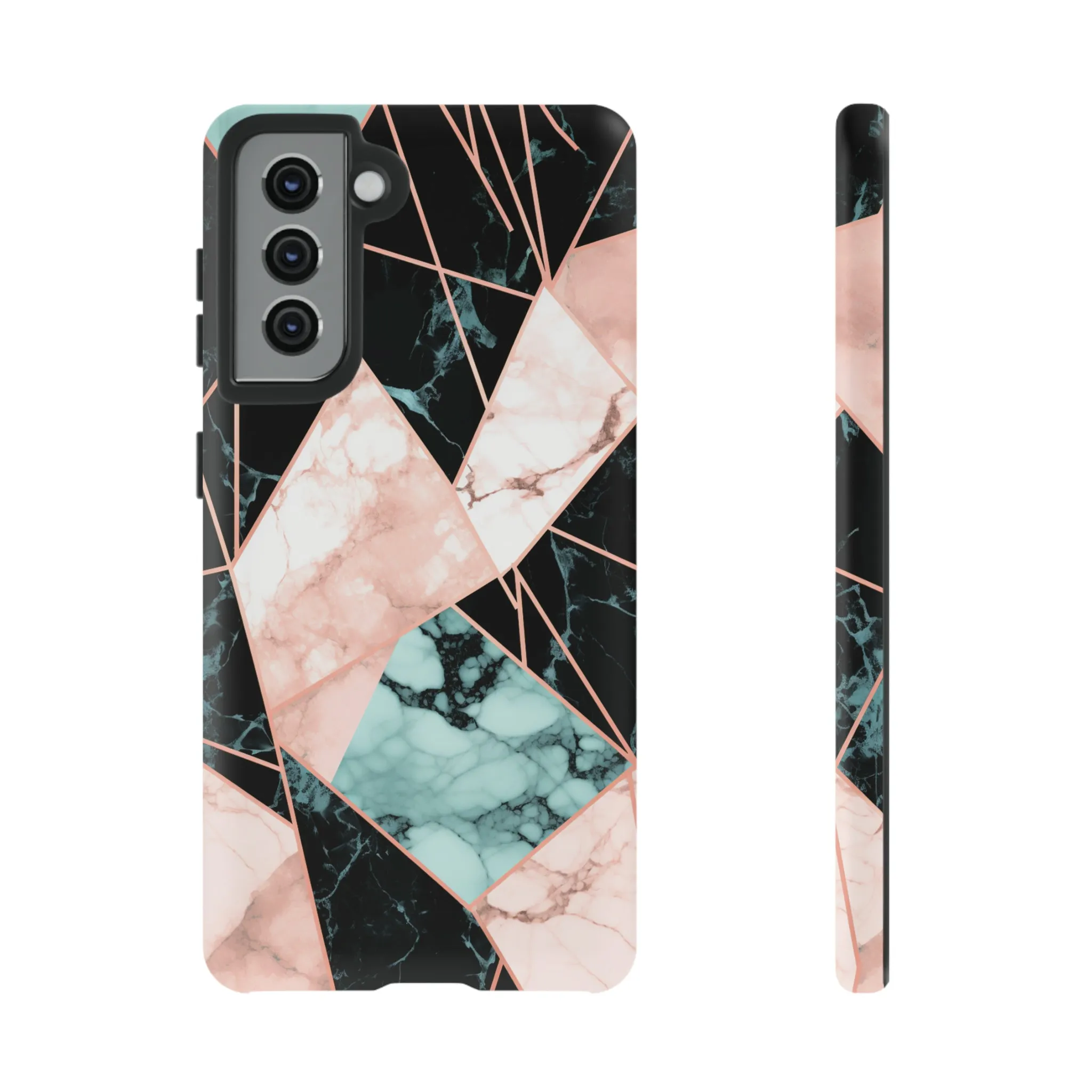Geometric Elegance Marble and Gold Accents Tough Phone Cases