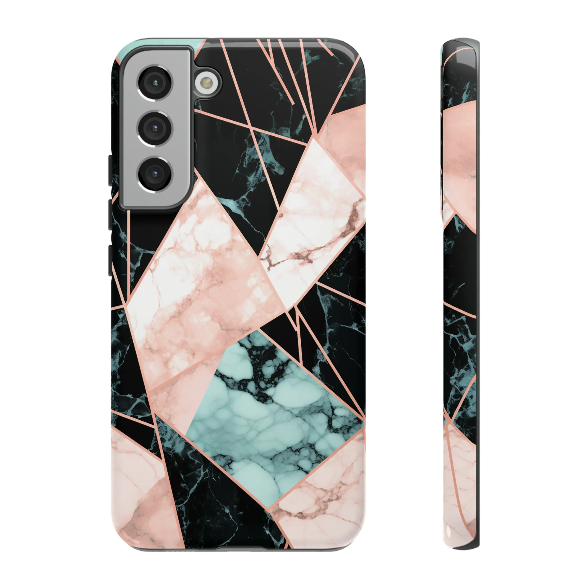 Geometric Elegance Marble and Gold Accents Tough Phone Cases