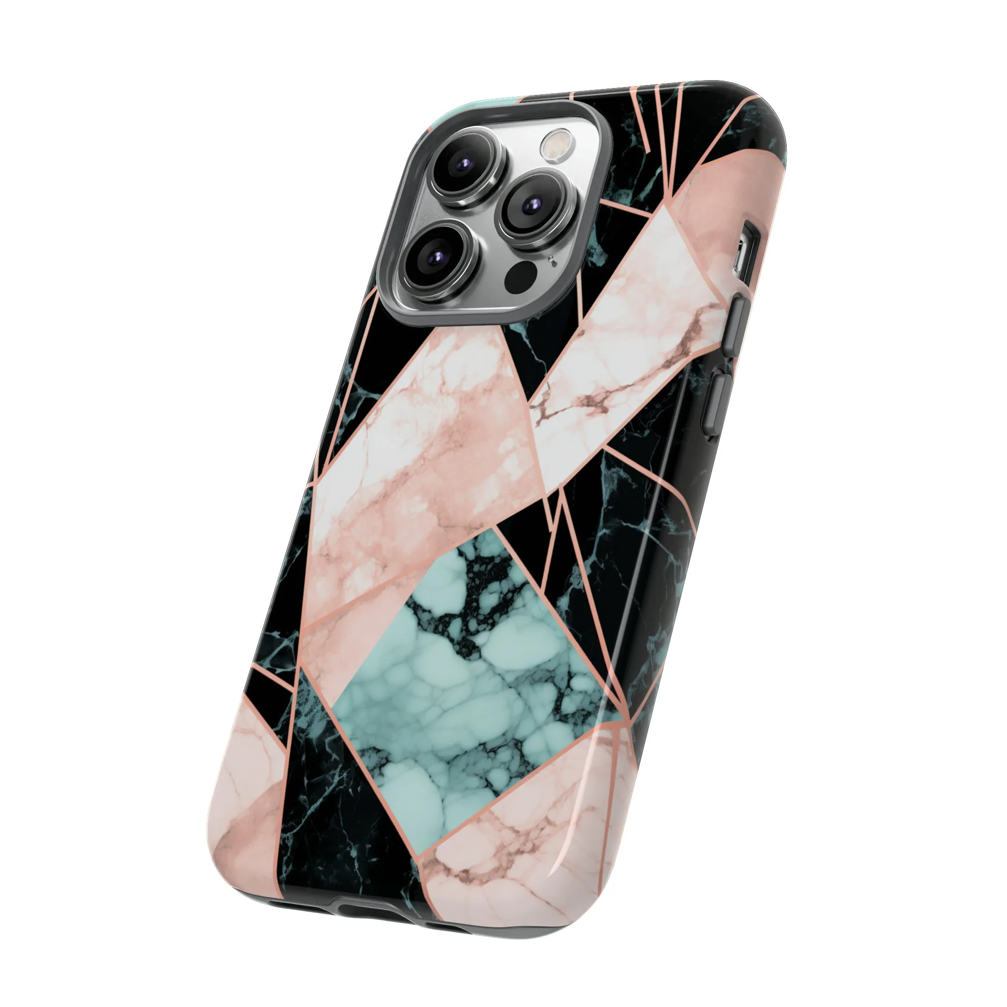 Geometric Elegance Marble and Gold Accents Tough Phone Cases