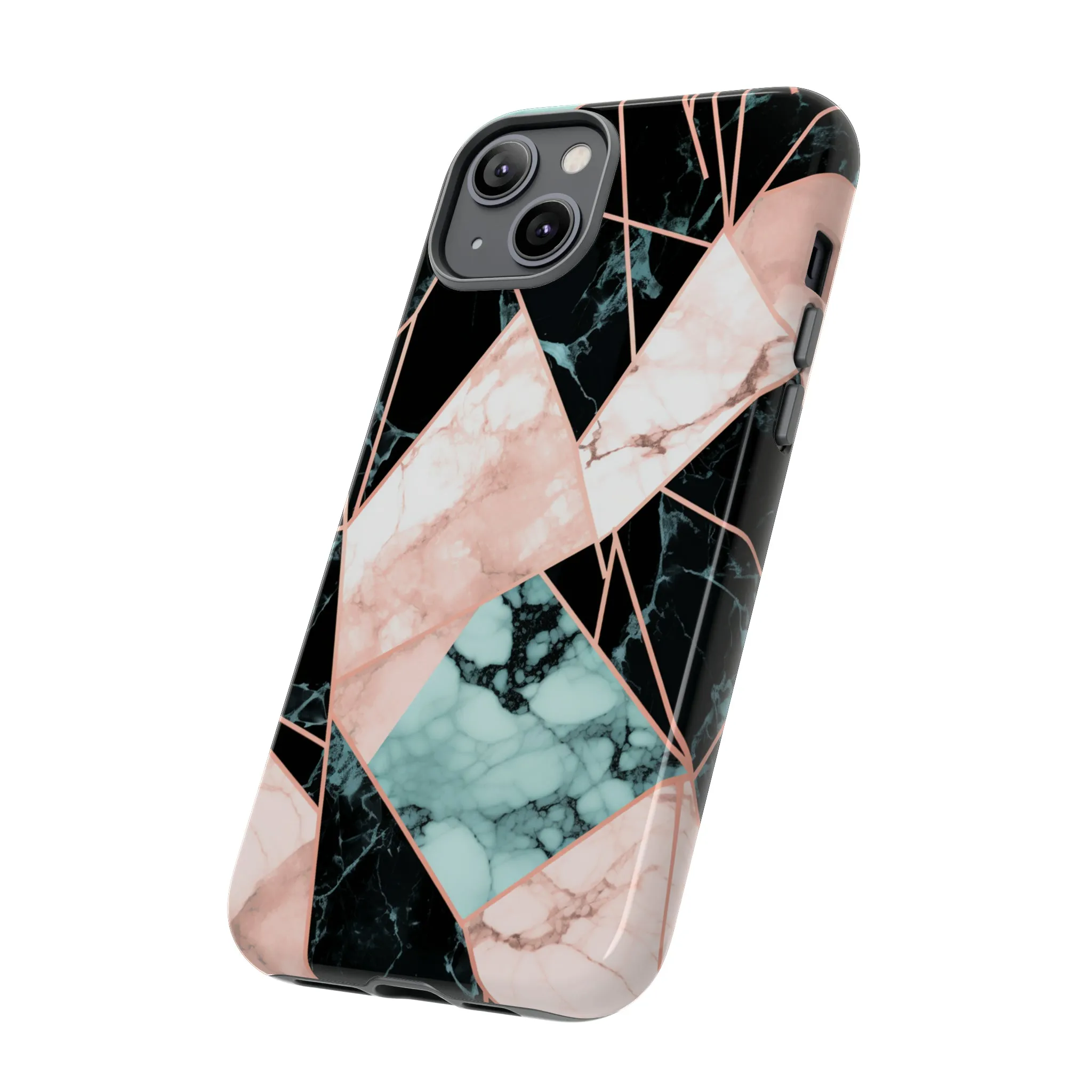 Geometric Elegance Marble and Gold Accents Tough Phone Cases