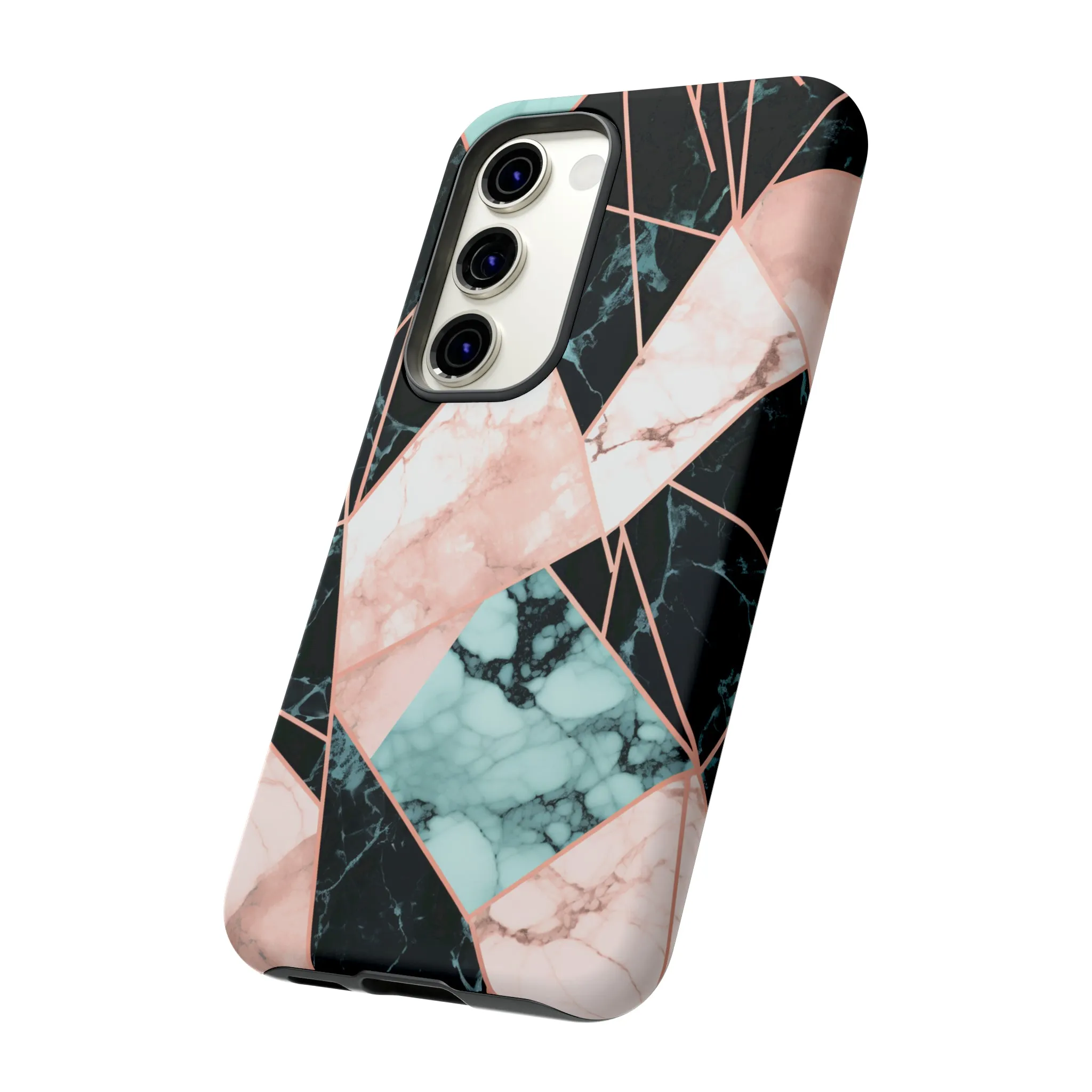 Geometric Elegance Marble and Gold Accents Tough Phone Cases