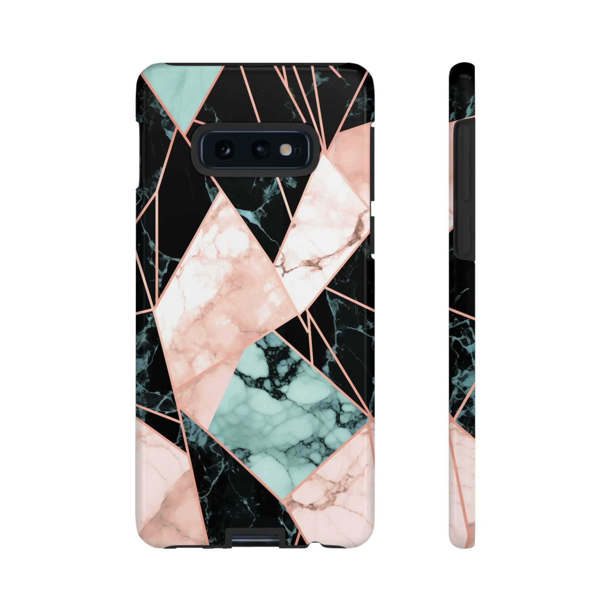 Geometric Elegance Marble and Gold Accents Tough Phone Cases