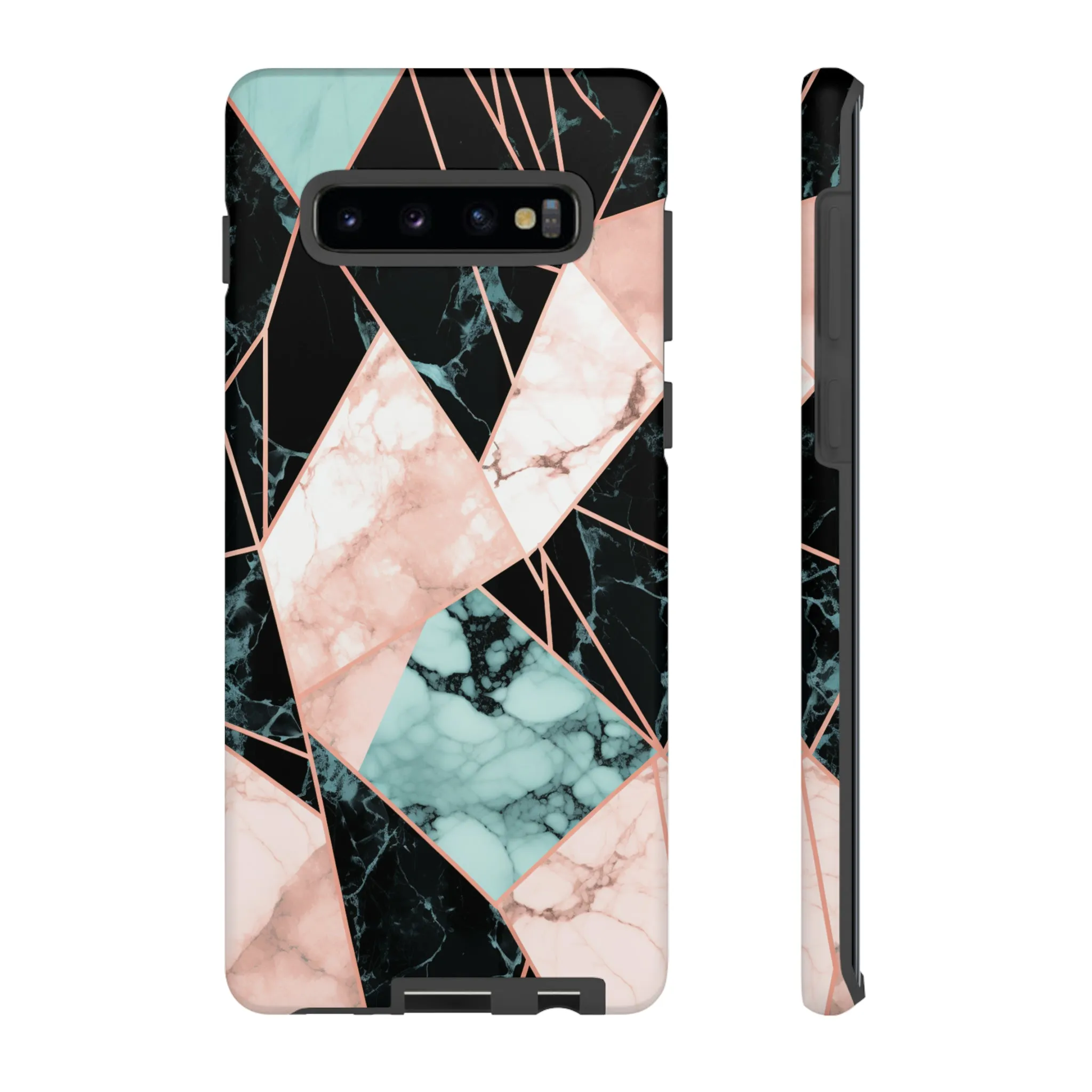 Geometric Elegance Marble and Gold Accents Tough Phone Cases
