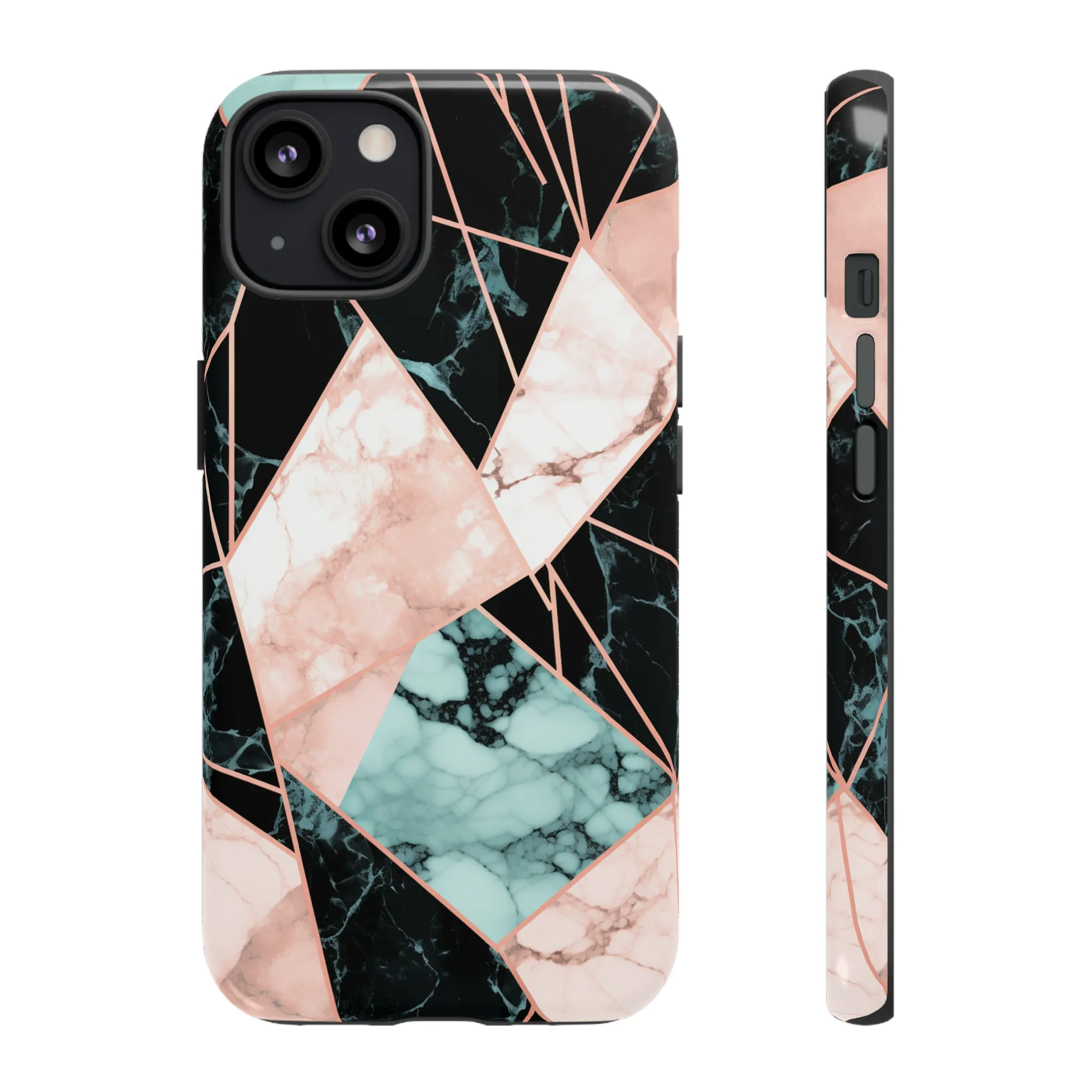 Geometric Elegance Marble and Gold Accents Tough Phone Cases