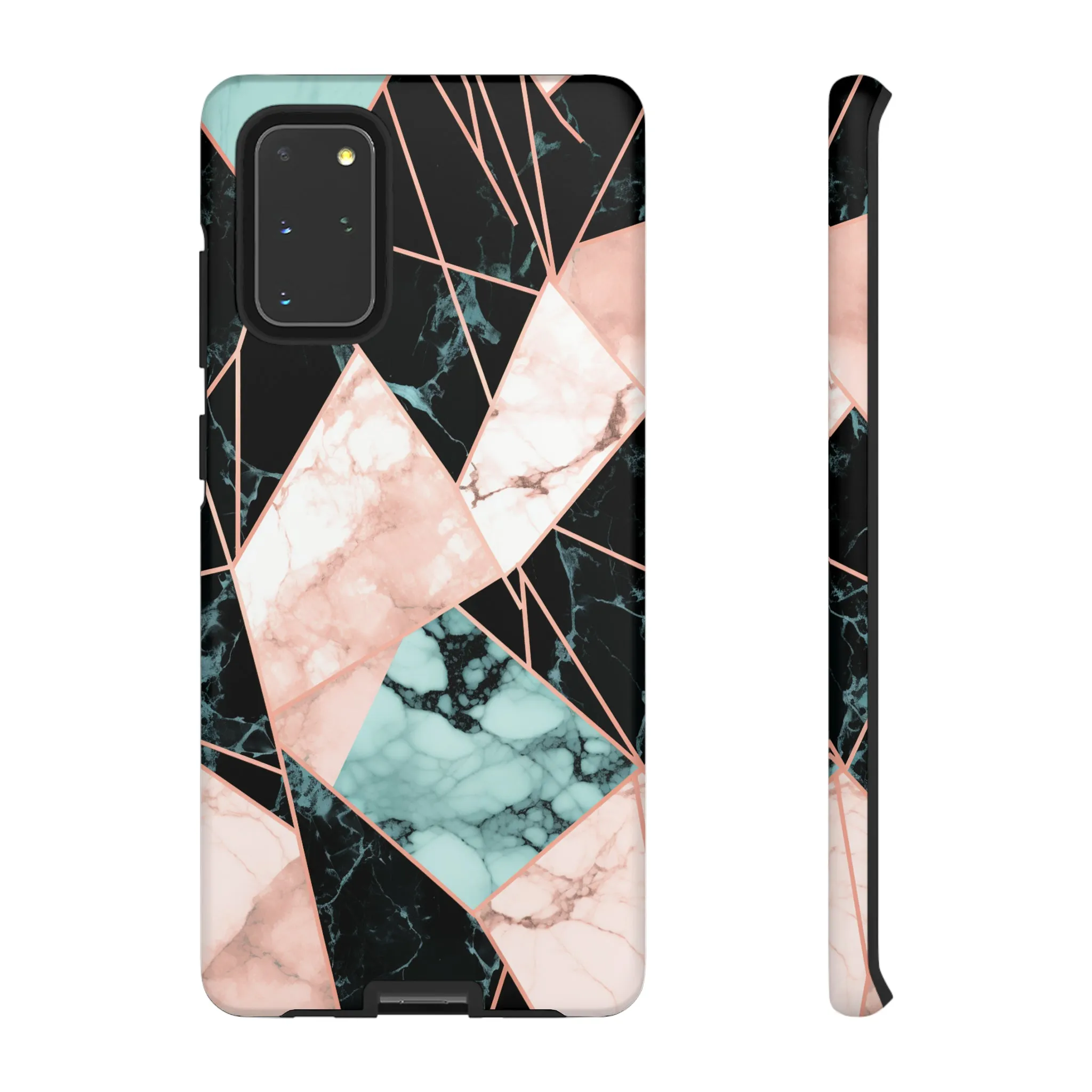 Geometric Elegance Marble and Gold Accents Tough Phone Cases