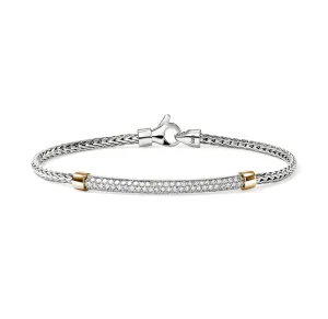 John Hardy Essentials Mixed Metals Pavé Diamond Bar Bracelet
