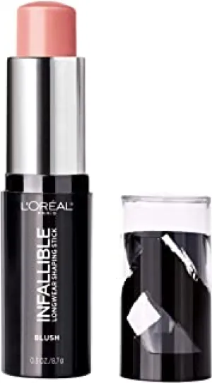 L'Oreal Paris Makeup Infallible Longwear Blush Shaping Stick, Up to 24hr Wear, Buildable Cream Blush Stick, 45 Sexy Flush, 0.3 oz.