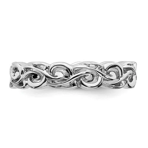 Sterling Silver Stackable Expressions 4.5mm Openwork Carved Ring